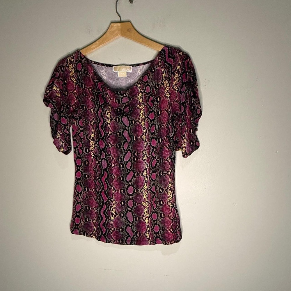 Michael Kors Snakeskin Print Top Women's Size Small Short Sleeve